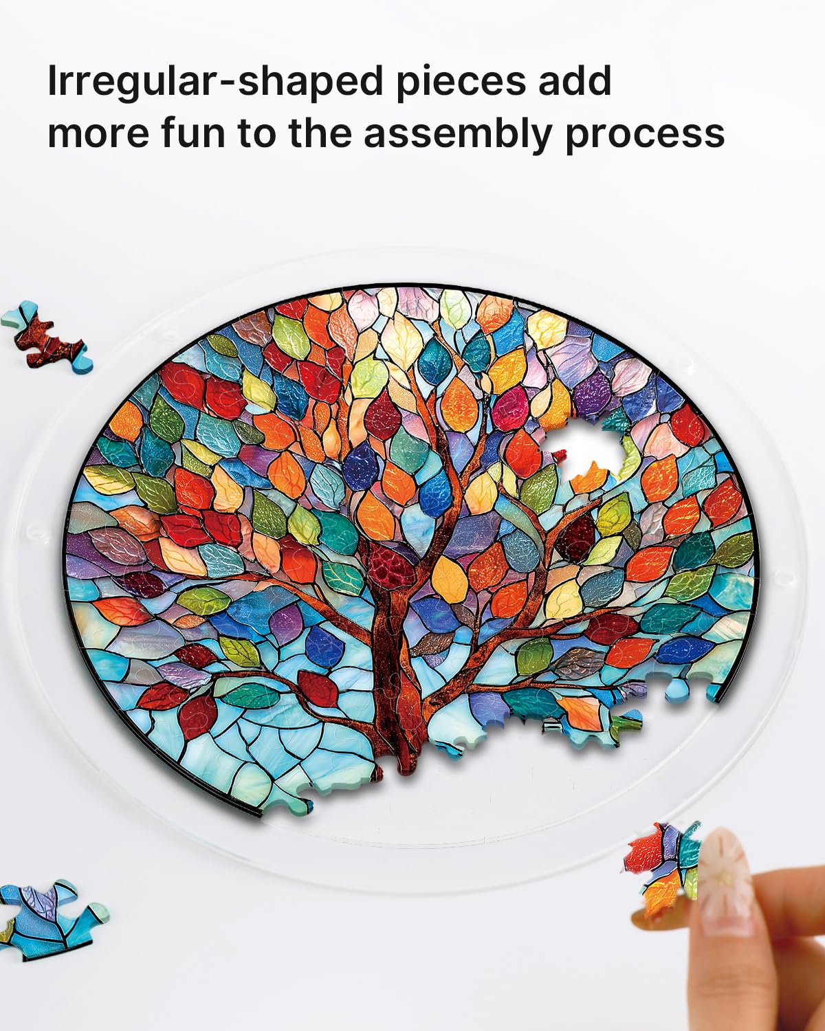 Acrylic Puzzles Suncatcher Window Hanging, 83 Pieces 7.4 Inch Sun Catcher Acrylic Puzzles Garden Decoration for Women Men Mom Birthday Gift Home Decor (Vivid Tree) - Image 4