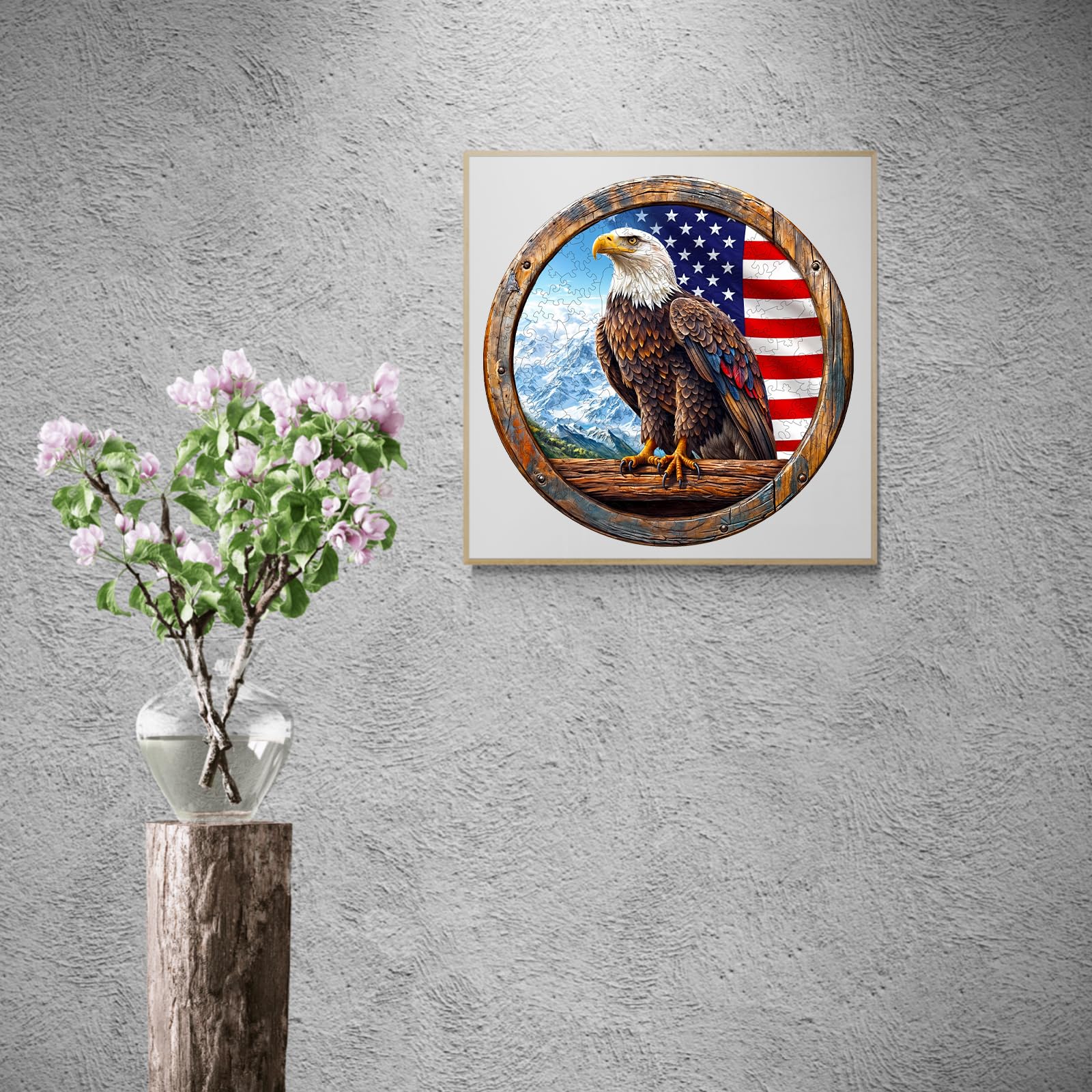 KAAYEE Wooden Puzzles for Adults, 3D Vision Effect Bald Eagle Wooden Jigsaw Puzzle Unique Shape Wood Puzzle Adult, Flat Puzzle Birthday Fathers Family Game (S-8.5 * 8.5in-100pcs) - Image 7