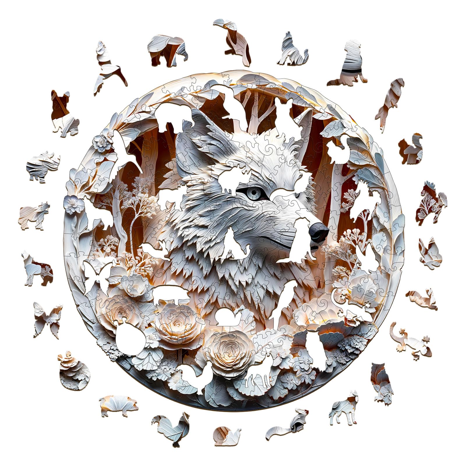 KAAYEE Wooden Puzzles for Adults, 3D Vision Effect Wolf Wooden Jigsaw Puzzles Unique Shape Advanced Wood Puzzle Adult, Fathers Mother‘s Day Birthday Family Game (M 11.4 * 11.4in 200pcs) - Image 3