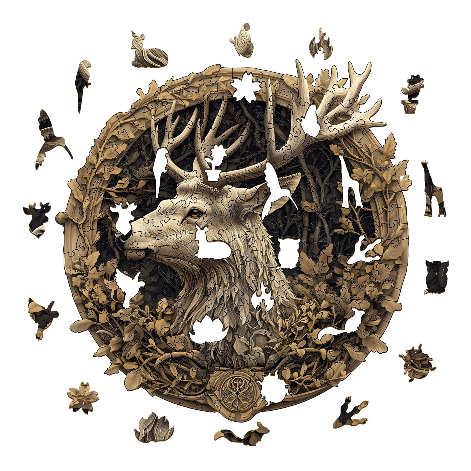 Wooden Puzzles for Adults, 3D Vision Effect Deer Wooden Jigsaw Puzzles Unique Shape Advanced Wood Puzzle Adult, Fathers Flat Puzzle Birthday Gift Family Game (8.5 * 8.3in 100pcs) - Image 7